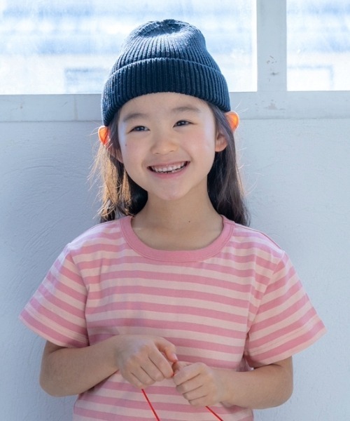 and D. petit main(アンドディープティマイン)の「デイリーボーダーカラー半袖Tシャツ(Tシャツ/カットソー・キッズ・サーモンピンク/グリーン/ホワイト/ライラック/レモンイエロー・130cm/120cm/110cm/100cm/90cm)」の13枚目の写真