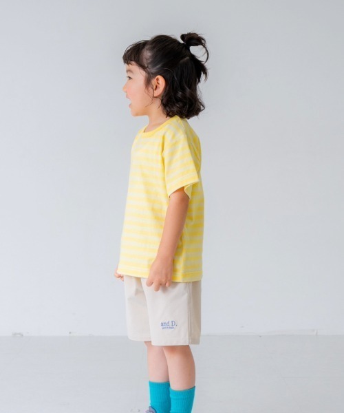 and D. petit main(アンドディープティマイン)の「デイリーボーダーカラー半袖Tシャツ(Tシャツ/カットソー・キッズ・サーモンピンク/グリーン/ホワイト/ライラック/レモンイエロー・130cm/120cm/110cm/100cm/90cm)」の22枚目の写真