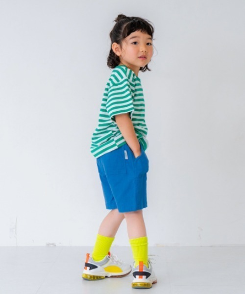 and D. petit main(アンドディープティマイン)の「デイリーボーダーカラー半袖Tシャツ(Tシャツ/カットソー・キッズ・サーモンピンク/グリーン/ホワイト/ライラック/レモンイエロー・130cm/120cm/110cm/100cm/90cm)」の21枚目の写真