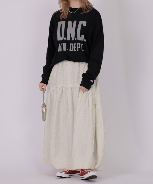 DOUBLE NAME(ダブルネーム)の「【RUSSELL別注】ヘビーウェイト BIGロゴロンTEE/ユニセックス可(Tシャツ/カットソー・レディース・オフホワイト/ライトグレー/ブラック・FREE)」の9枚目の写真