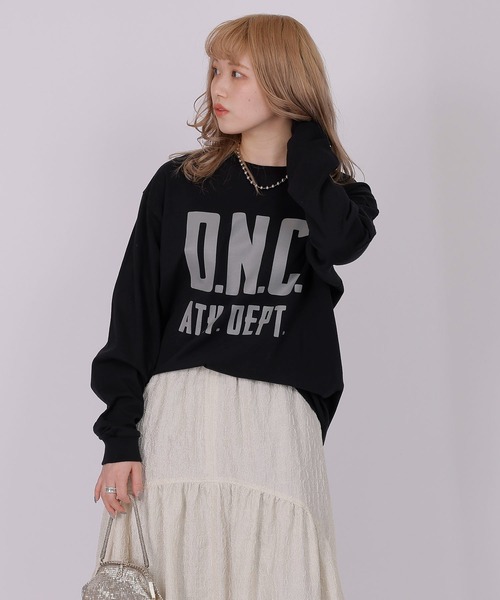 DOUBLE NAME(ダブルネーム)の「【RUSSELL別注】ヘビーウェイト BIGロゴロンTEE/ユニセックス可(Tシャツ/カットソー・レディース・オフホワイト/ライトグレー/ブラック・FREE)」の6枚目の写真