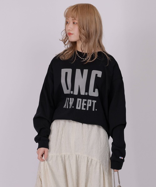 DOUBLE NAME(ダブルネーム)の「【RUSSELL別注】ヘビーウェイト BIGロゴロンTEE/ユニセックス可(Tシャツ/カットソー・レディース・オフホワイト/ライトグレー/ブラック・FREE)」の7枚目の写真