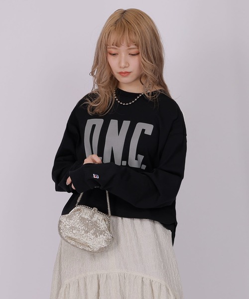 DOUBLE NAME(ダブルネーム)の「【RUSSELL別注】ヘビーウェイト BIGロゴロンTEE/ユニセックス可(Tシャツ/カットソー・レディース・オフホワイト/ライトグレー/ブラック・FREE)」の8枚目の写真