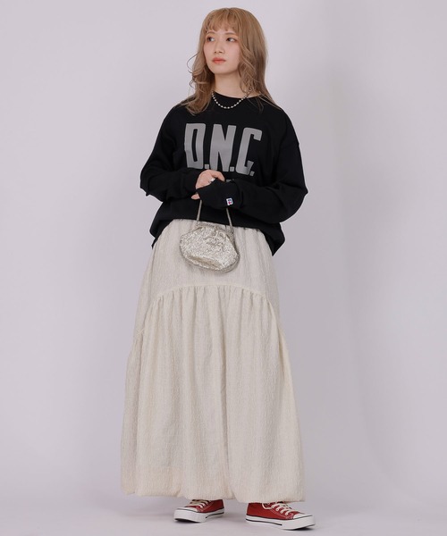 DOUBLE NAME(ダブルネーム)の「【RUSSELL別注】ヘビーウェイト BIGロゴロンTEE/ユニセックス可(Tシャツ/カットソー・レディース・オフホワイト/ライトグレー/ブラック・FREE)」の10枚目の写真