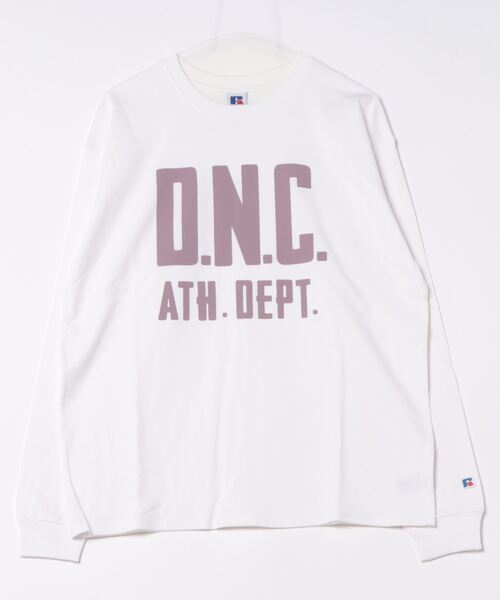 DOUBLE NAME(ダブルネーム)の「【RUSSELL別注】ヘビーウェイト BIGロゴロンTEE/ユニセックス可(Tシャツ/カットソー・レディース・オフホワイト/ライトグレー/ブラック・FREE)」の18枚目の写真