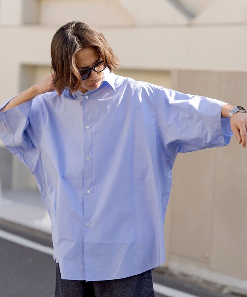 FREAK'S STORE(フリークスストア)の「限定展開 SUPER BIG S/S レギュラーカラーシャツ / ビッグシルエット(シャツ/ブラウス・メンズ・ブルー系その他/ホワイト系その他/サックスブルー/オリーブ/ベージュ/ブラック/チャコールグレー/ホワイト・SMALL/MEDIUM/LARGE)」の15枚目の写真