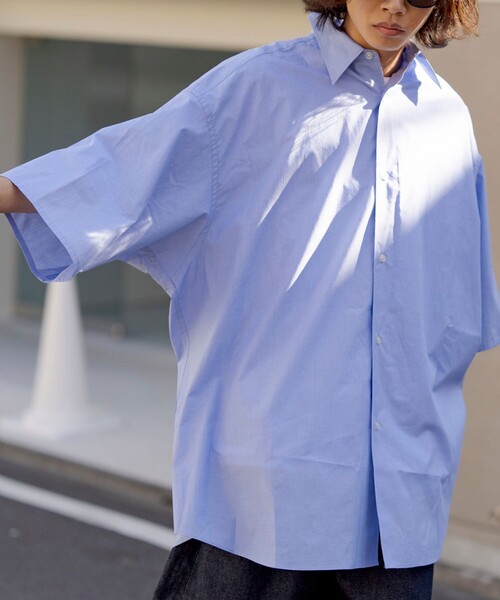 FREAK'S STORE(フリークスストア)の「限定展開 SUPER BIG S/S レギュラーカラーシャツ / ビッグシルエット(シャツ/ブラウス・メンズ・ブルー系その他/ホワイト系その他/サックスブルー/オリーブ/ベージュ/ブラック/チャコールグレー/ホワイト・SMALL/MEDIUM/LARGE)」の13枚目の写真