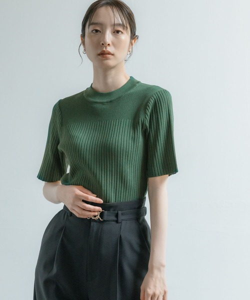 Andemiu（アンデミュウ）の「リブプチハイニット112962（ニット/セーター・レディース・ブラック/ホワイト/ブルー/グレー/グリーン・FREE）」の4枚目の写真