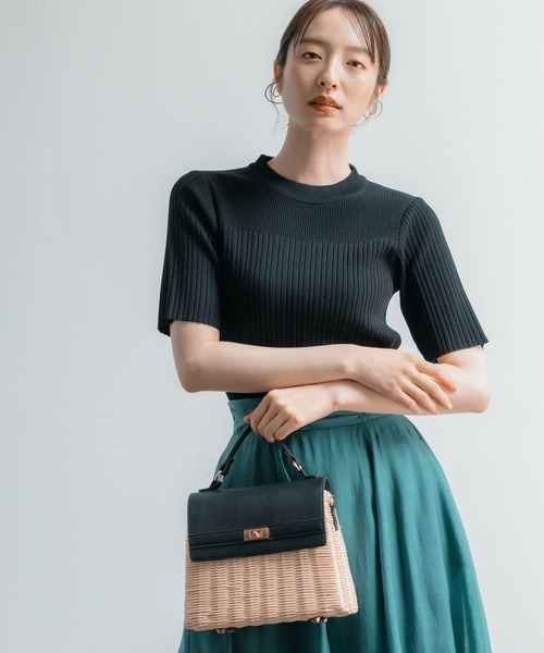 Andemiu（アンデミュウ）の「リブプチハイニット112962（ニット/セーター・レディース・ブラック/ホワイト/ブルー/グレー/グリーン・FREE）」の2枚目の写真