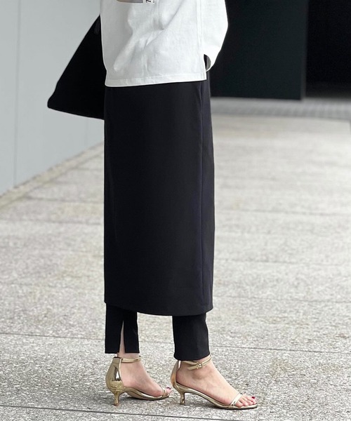 Emma Taylor（エマテイラー）の「シルキーグログランレイヤードスカート（スカート・レディース・ブラック/チャコールグレー・FREE）」の9枚目の写真