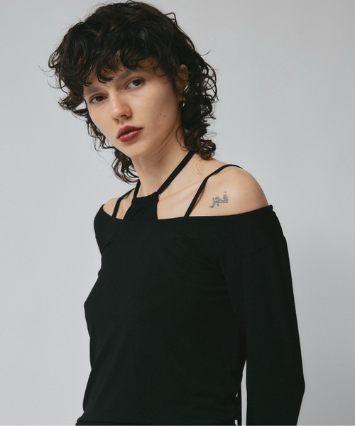 led.tokyo（レッドトウキョウ）の「【led.tokyo】ホルターネックキャミセットロングスリーブTEE（Tシャツ/カットソー・レディース・グリーン/ピンク/ブラック・FREE）」の8枚目の写真