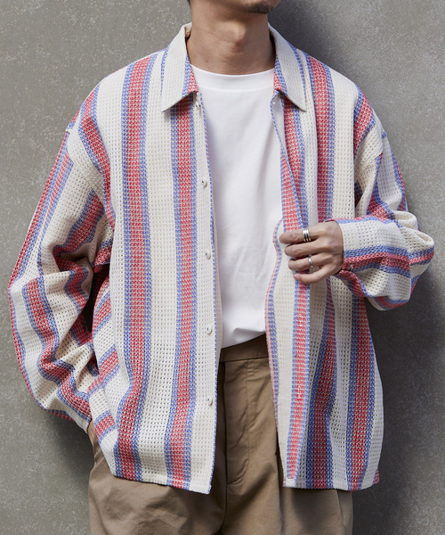 JOURNAL STANDARD relume(ジャーナルスタンダード レリューム)の「INDIA COTTON クロシェアミ レギュラーシャツ(シャツ/ブラウス・メンズ・レッド/グリーン/ブラック・LARGE/MEDIUM)」の1枚目の写真