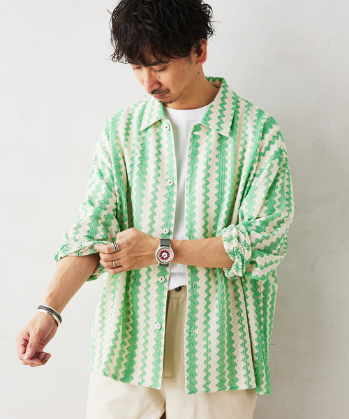 JOURNAL STANDARD relume(ジャーナルスタンダード レリューム)の「INDIA COTTON クロシェアミ レギュラーシャツ(シャツ/ブラウス・メンズ・レッド/グリーン/ブラック・LARGE/MEDIUM)」の3枚目の写真
