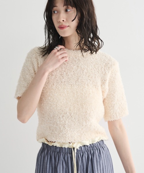 MERLOT(メルロー)の「リボンヤーンカラープルオーバー(Tシャツ/カットソー・レディース・ピンク/ミント/ブルー/アイボリー/その他・FREE)」の2枚目の写真