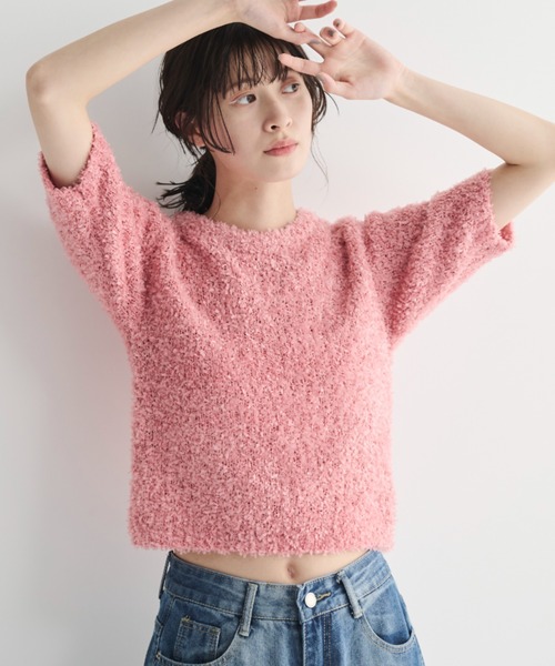MERLOT(メルロー)の「リボンヤーンカラープルオーバー(Tシャツ/カットソー・レディース・ピンク/ミント/ブルー/アイボリー/その他・FREE)」の4枚目の写真