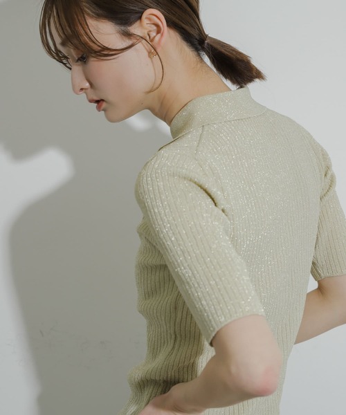 SENSE OF PLACE by URBAN RESEARCH(センスオブプレイスバイアーバンリサーチ)の「ラメニットコンパクトカーディガン(半袖)(ニット/セーター・レディース・グレー/アイボリー/ネイビー/ピンク・ONE)」の6枚目の写真