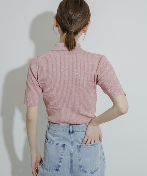 SENSE OF PLACE by URBAN RESEARCH(センスオブプレイスバイアーバンリサーチ)の「ラメニットコンパクトカーディガン(半袖)(ニット/セーター・レディース・グレー/アイボリー/ネイビー/ピンク・ONE)」の10枚目の写真