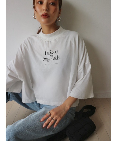 TRUNC（トランクエイティーエイト）の「Mock Neck Logo TEE（Tシャツ/カットソー・レディース・アイボリー/ブラック・FREE）」の3枚目の写真