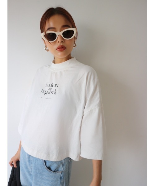 TRUNC（トランクエイティーエイト）の「Mock Neck Logo TEE（Tシャツ/カットソー・レディース・アイボリー/ブラック・FREE）」の8枚目の写真