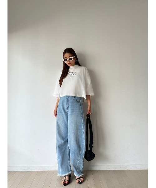 TRUNC（トランクエイティーエイト）の「Mock Neck Logo TEE（Tシャツ/カットソー・レディース・アイボリー/ブラック・FREE）」の16枚目の写真