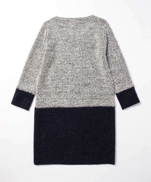 BEAMS LIGHTS ニット ドッキングワンピース ネイビー×ツイード 38 BEAMS LIGHTS ニット ドッキングワンピース ネイビー×ツイード 38