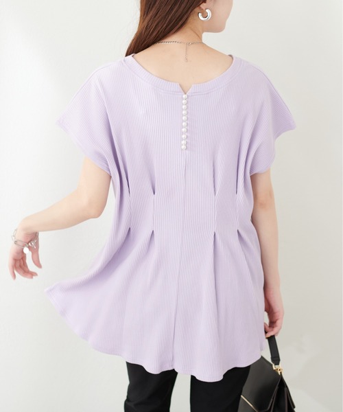 natural couture（ナチュラルクチュール）の「【mamamo】テレコリブZIPあきTOPS（Tシャツ/カットソー・レディース・ブラック/アイボリー/グリーン/ラベンダー・FREE）」の19枚目の写真