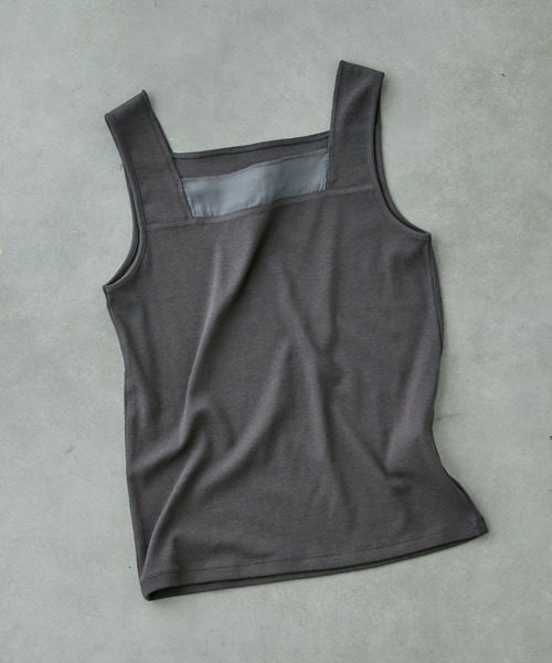 COLLAGE GALLARDAGALANTE（コラージュガリャルダガランテ）の「C′NOTE/シアー切替スクエアタンクトップ（タンクトップ・レディース・チャコールグレー/ホワイト/ライトグレー/ネイビー/ブラック系1/ブルー/ホワイト系その他・FREE）」の9枚目の写真