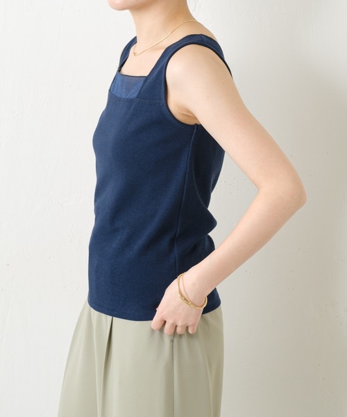 COLLAGE GALLARDAGALANTE（コラージュガリャルダガランテ）の「C′NOTE/シアー切替スクエアタンクトップ（タンクトップ・レディース・チャコールグレー/ホワイト/ライトグレー/ネイビー/ブラック系1/ブルー/ホワイト系その他・FREE）」の21枚目の写真