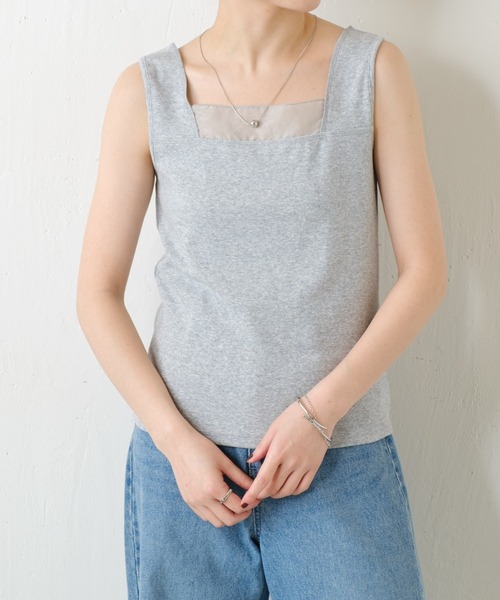 COLLAGE GALLARDAGALANTE（コラージュガリャルダガランテ）の「C′NOTE/シアー切替スクエアタンクトップ（タンクトップ・レディース・チャコールグレー/ホワイト/ライトグレー/ネイビー/ブラック系1/ブルー/ホワイト系その他・FREE）」の19枚目の写真