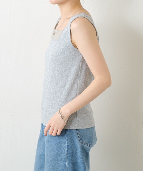 COLLAGE GALLARDAGALANTE（コラージュガリャルダガランテ）の「C′NOTE/シアー切替スクエアタンクトップ（タンクトップ・レディース・チャコールグレー/ホワイト/ライトグレー/ネイビー/ブラック系1/ブルー/ホワイト系その他・FREE）」の18枚目の写真