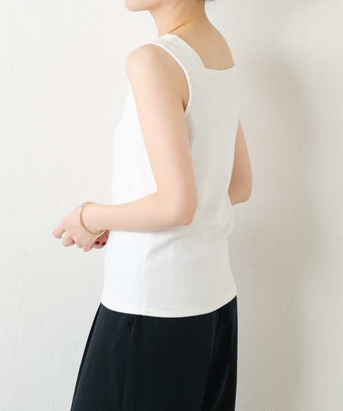 COLLAGE GALLARDAGALANTE（コラージュガリャルダガランテ）の「C′NOTE/シアー切替スクエアタンクトップ（タンクトップ・レディース・チャコールグレー/ホワイト/ライトグレー/ネイビー/ブラック系1/ブルー/ホワイト系その他・FREE）」の12枚目の写真