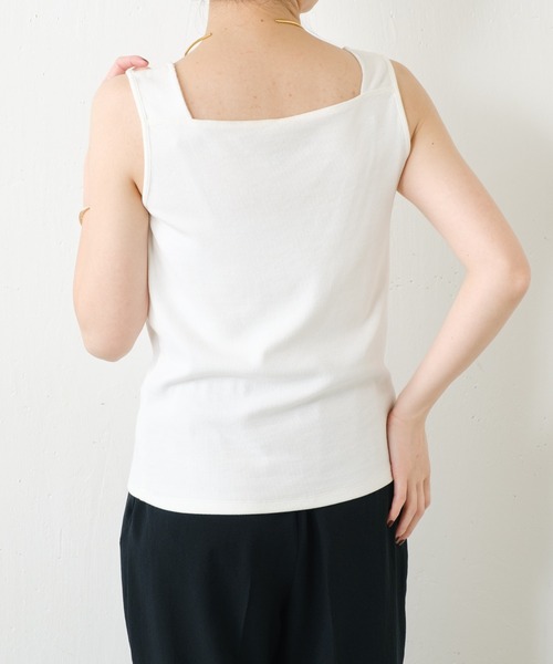 COLLAGE GALLARDAGALANTE（コラージュガリャルダガランテ）の「C′NOTE/シアー切替スクエアタンクトップ（タンクトップ・レディース・チャコールグレー/ホワイト/ライトグレー/ネイビー/ブラック系1/ブルー/ホワイト系その他・FREE）」の13枚目の写真