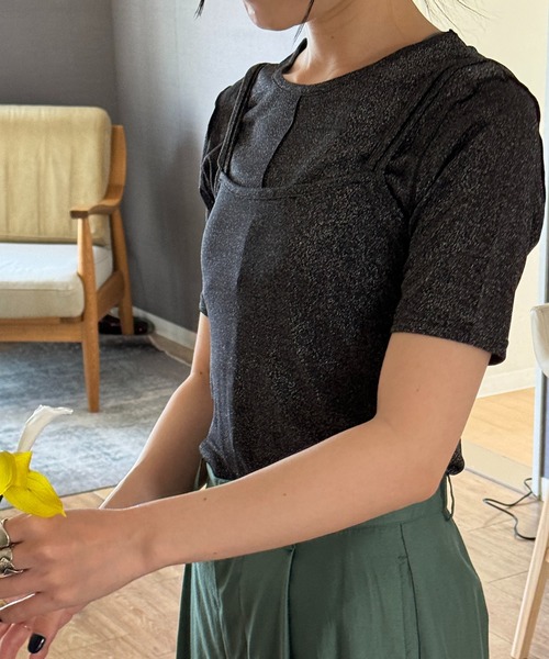 CE'E_SE'E（シーシー）の「ラメシアートップスキャミセット（T
