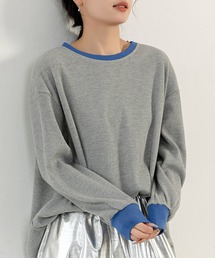 DAY CLOSET | レディース 配色バイカラーオーバーサイズワッフルトップス(Tシャツ/カットソー)