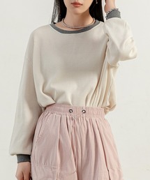 DAY CLOSET | レディース 配色バイカラーオーバーサイズワッフルトップス(Tシャツ/カットソー)