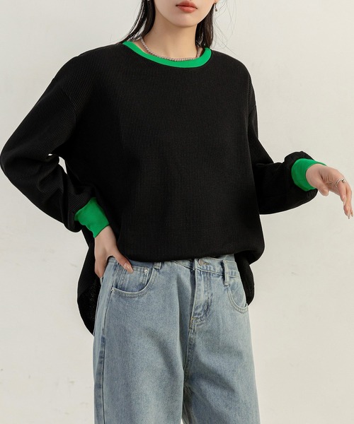 tシャツ ワッフルボリュームトップス レディース 楽天市場】[ Tシャツ 長袖 トップス レディース サーマル