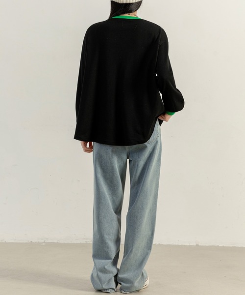 バイカラー 長袖カットソー ブラック/ベージュトップス♡ヤマダヤ購入♡2025年 バイカラー 長袖カットソー ブラック/ベージュトップス♡ヤマダヤ購入