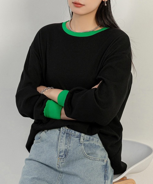 DEHA 売れ筋商品|||デハ Tシャツ トップス レディース Tops Green antiqua シャツ レディース トップス 長袖 サッカー生地 送料