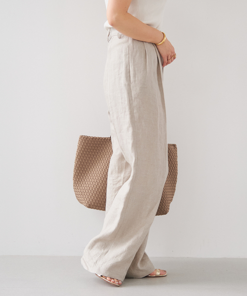Deuxieme Classe（ドゥーズィエムクラス）の「*OGLINEN タックパンツ（その他パンツ・レディース・アイボリー・34/36/38）」の2枚目の写真