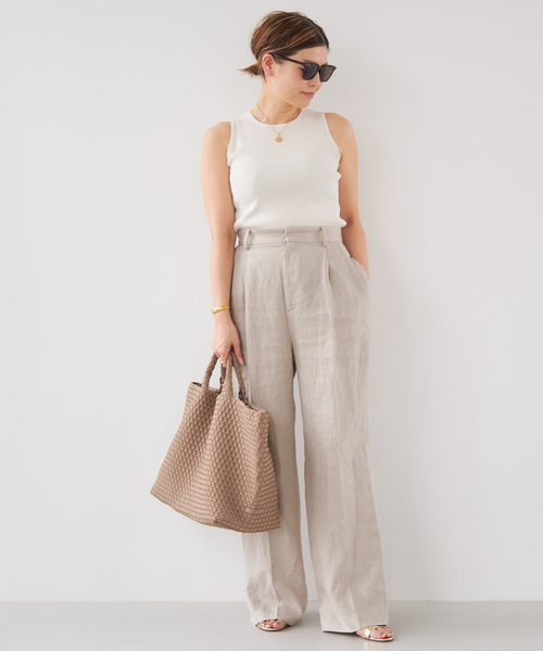 Deuxieme Classe（ドゥーズィエムクラス）の「*OGLINEN タックパンツ（その他パンツ・レディース・アイボリー・34/36/38）」の4枚目の写真