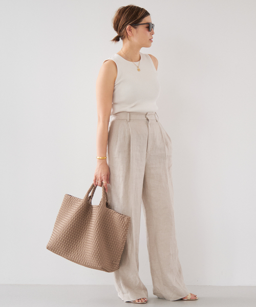 Deuxieme Classe（ドゥーズィエムクラス）の「*OGLINEN タックパンツ（その他パンツ・レディース・アイボリー・34/36/38）」の5枚目の写真