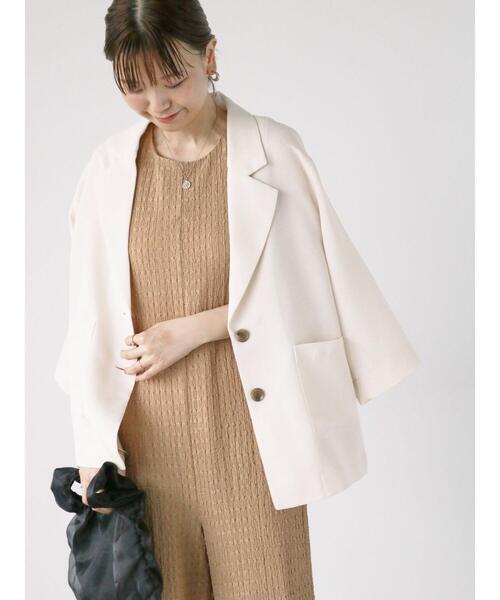 Lugnoncure（ルノンキュール）の「メッシュテーラードジャケット（ノーカラージャケット・レディース・グレー/ブラック/オフホワイト・F）」の10枚目の写真