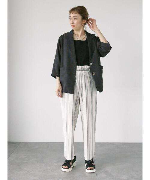 Lugnoncure（ルノンキュール）の「メッシュテーラードジャケット（ノーカラージャケット・レディース・グレー/ブラック/オフホワイト・F）」の9枚目の写真