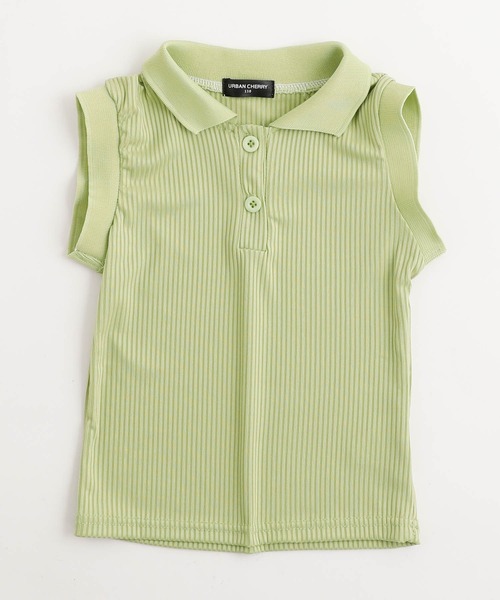 URBAN CHERRY（アーバンチェリー）の「襟付きノースリーブリブトップス（その他トップス・キッズ・ピンク/グリーン・110cm/120cm/130cm/140cm）」の9枚目の写真