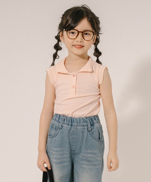 URBAN CHERRY（アーバンチェリー）の「襟付きノースリーブリブトップス（その他トップス・キッズ・ピンク/グリーン・110cm/120cm/130cm/140cm）」の17枚目の写真