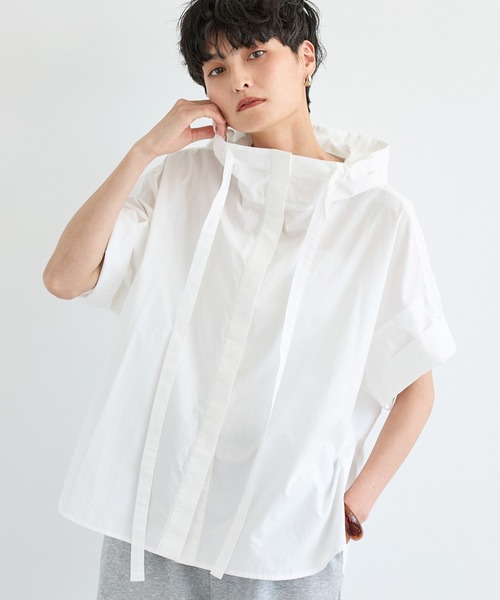 BARNYARDSTORM(バンヤードストーム)の「BARNYARDSTORM / フーディーシャツ(シャツ/ブラウス・レディース・ブルー/ホワイト・FREE)」の2枚目の写真