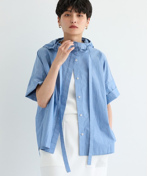 BARNYARDSTORM(バンヤードストーム)の「BARNYARDSTORM / フーディーシャツ(シャツ/ブラウス・レディース・ブルー/ホワイト・FREE)」の7枚目の写真