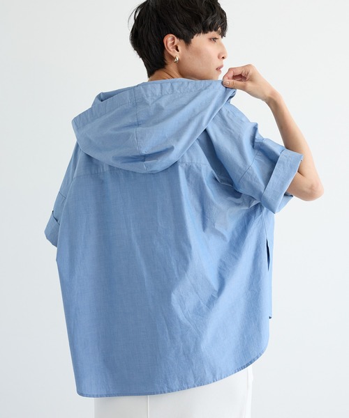 BARNYARDSTORM(バンヤードストーム)の「BARNYARDSTORM / フーディーシャツ(シャツ/ブラウス・レディース・ブルー/ホワイト・FREE)」の5枚目の写真