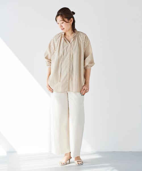 le.coeur blanc（ルクールブラン）の「フリルカラーボリュームスリーブブラウス（シャツ/ブラウス・レディース・グリーン系その他/ベージュ系その他2・38）」の7枚目の写真