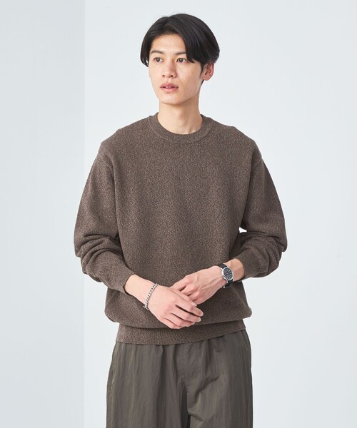 green label relaxing(グリーンレーベルリラクシング)の「クリアコットン ミックス カノコ クルーネック ニット -ハンドウォッシャブル-(ニット/セーター・メンズ・ダークブラウン/ネイビー/グレー・S/L/XL/M)」の3枚目の写真